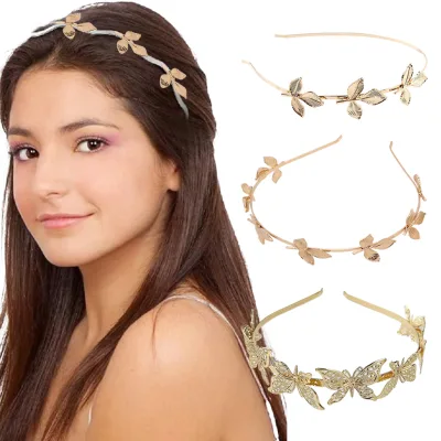 Fashion Retro Elegant Style Metal Headband Accessories Flower Leaf Butterfly Hair Band Alloy Headband Wedding Hair Accessories