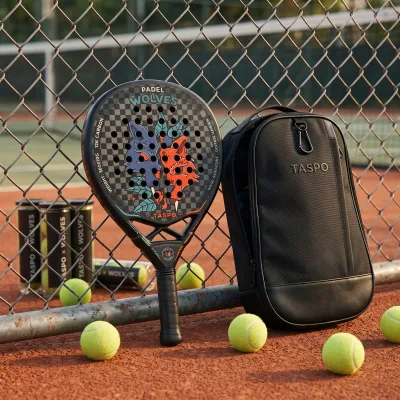 Padel Racket Set Pala De Padel Wolf Design 12K Carbon with Bag 3 Balls Checkerboard Power Control Wholesale Factory Direct