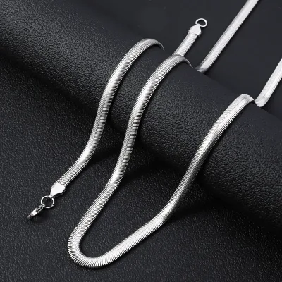 Stainless Steel Flat Snake Chain Necklace Geometric Titanium Steel Clavicle Flat Snake Jewelry