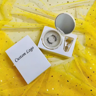 Wholesale Private Label Cat Eye Magnetic Eyelashes Clip-on No Liner with Applicator Case Mirror
