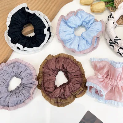 New Pleated Lace Double-layer Large Scrunchie Girl Sweet Hair Bun Bun Headband Large Loop Hair Accessory