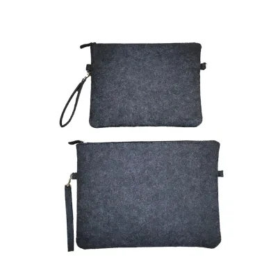 Baiger Felt Coin Pouch Mini Flat Computer Holder with Ring
