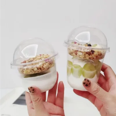 Clear Cake Box Disposable PP Plastic Cup Yogurt Jar Ice Cream Pudding Dessert Cup With Lid