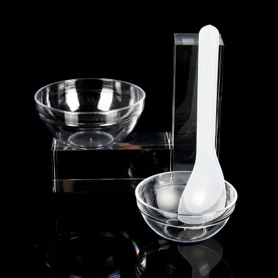 Transparent Round Hair Dying Coloring Waterproof Bowl Plastic Mask Bowl for Essential Oil Powder Cream Cosmetic Tools