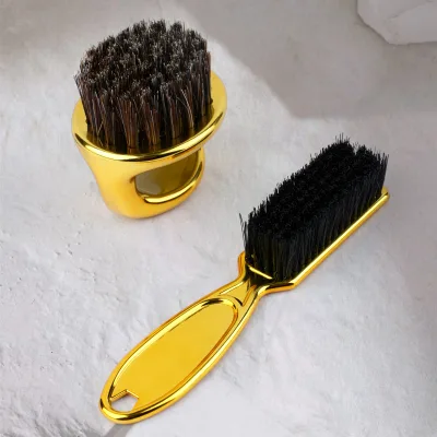 Hair Salon Barber Brush Plating Gold Neck Clean Duster Soft Bristle Plastic Handle Finger Brush