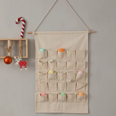 Wholesale Home Decoration Hanging Printed Cotton Canvas Fabric Advent Christmas Calendar