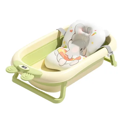 Collapsible Rabbit Design PP+TPE Folding Children's Bathtub Temperature Display Baby Bath Product