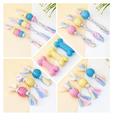 2025 Wholesale TPR Training Dog Toy Pet Dental Healthy Chew Toys Rope Molar Pet Teeth Bite Clean for Puppies