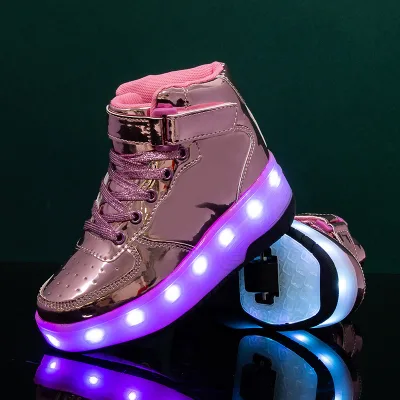 Customizable Outdoor Girls Flashing Shape-shifting 2-Wheel Inline Skate Shoes for Adults & Kids