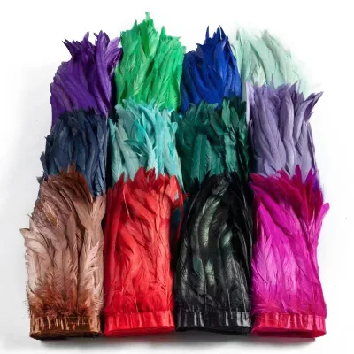 25-30cm Wide Colorful Rooster Tail Feather Trims Ideal for Costumes, Skirts, Crafts & Decor Pluma De Gallo Por Llarda