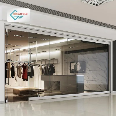 Aluminum Sliding Clamp Store for Office & School Foldable Glass Partition Wall Frameless Partition for Shopping Malls