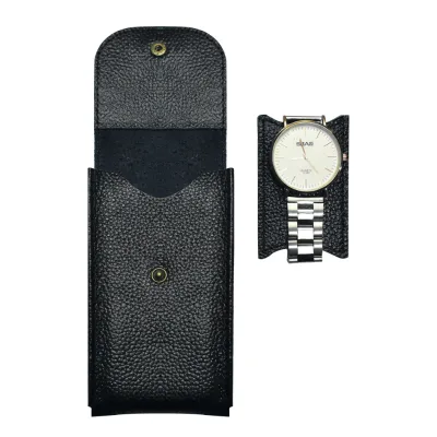 Real Leather Watch Storage Pouch Travel Single Watch Gift Pouch With Pad for Christmas Anniversary Birthday Wristwatch Packaging