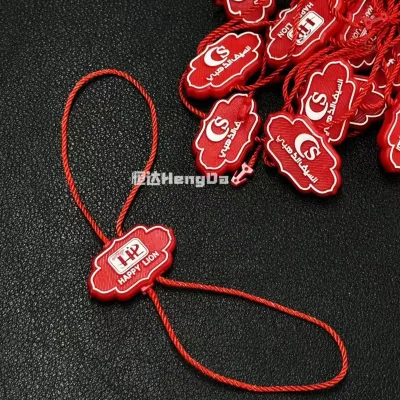 Security Loop Plastic Tag Hang Tag Cotton Cord With Wax Seal for Clothing Bag Shoes