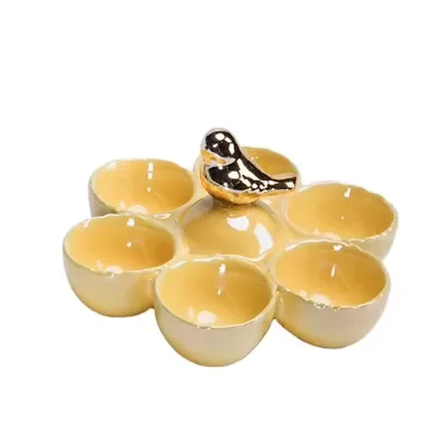 Easter Ceramic Egg Holder Gold Bird Garden Style Tabletop Decor , Custom