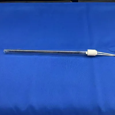 Quartz Tube Diameter 18mm, Total Length 370mm, One End with a Round Head,  Internal Tungsten Filament Heating Tube