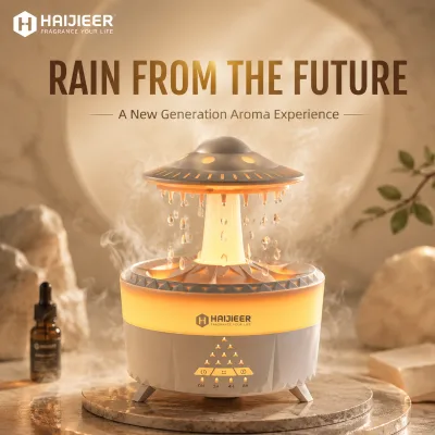 Custom Logo Rain Cloud Humidifier Defuser Home H20 350ml Humidificador Difusores UFO Water Rain Drop Aroma Diffuser With Remote