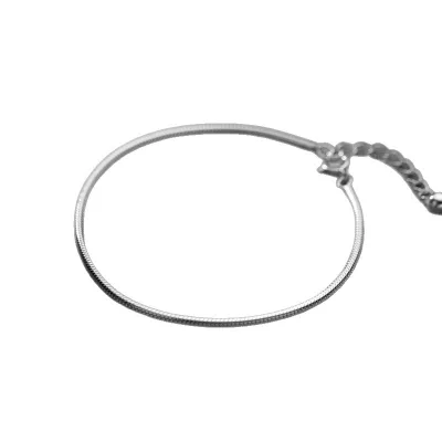 S925 Silver Rhodium Plated Korean Style Classic Snake Bone Anklet Women Elegant Party Foot Accessory