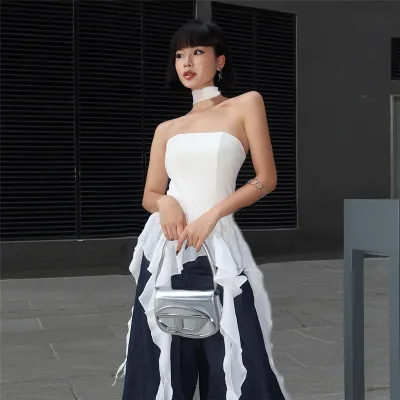 2026 Casual Strapless Halter Streetwear Fashion Club Party Lady Tank Top Summer Sexy Off-Shoulder Lace Women Crop Top