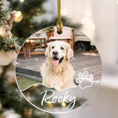 Dropshipping Pet Souvenir Acrylic Crystal Customized Christmas Pendant Dog Cat Portrait Personalized Figure Ornaments for Lovers