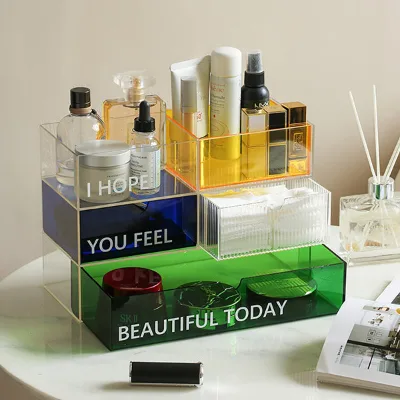 Custom Colorful Acrylic Cosmetic Storage Box Makeup Storage Organizer