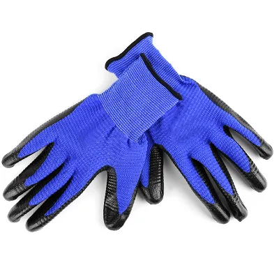 13G Industrial Nylon Knitted Shell Zebra Nitrile Coated Working Safety Ribbet Glove Machinist Construction Building Materials