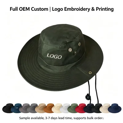 Wide Brim Sun Bucket Hat, Breathable Metal Foldable Brim Outdoor Camping Hiking Fisherman Cap