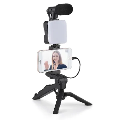 AY-49 Video-Making Kit Octopus Camera Phone Tripod LED Light Microphone Hands-Free Video Lighting Selfie Stick Wireless Portable