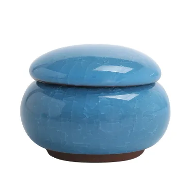 Harmony Traditional Vintage Tea Glazed Ceramic Boxes Ice Cracking Ceramic Storage Jar for Tea