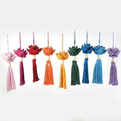 Wholesale Handmade Lotus Pendant Macrame Kit DIY Key Mobile Car Home Hanging Decoration Tutorial for Beginner DIY Art
