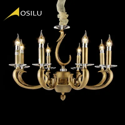 Vintage Classic French Luxury Candle Brass Chandelier Led Light Lustre Pendant Lamp