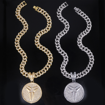 European American Best Seller Full Diamond Geometric Pattern Alloy Triangle Star Pendant Trendy Street Rap Hip Hop Cuban Chain