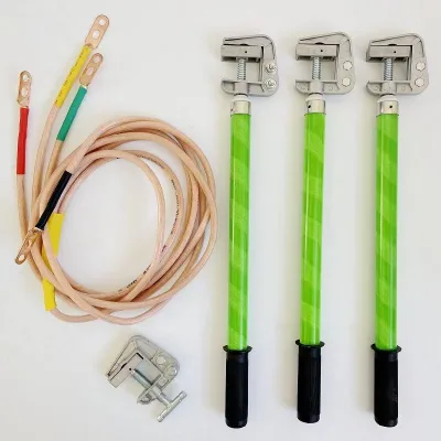 High Voltage Pure Copper Earth Rod and Grounding Rod Clamp Set Green 0.4KV 16 Electric Power Construction 0.5m Bar +1*3+5m Wire