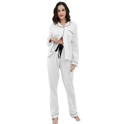 New Autumn and Winter 100% Cotton Long Sleeves Cardigan Breathable Sleepwear for Women Wholesale