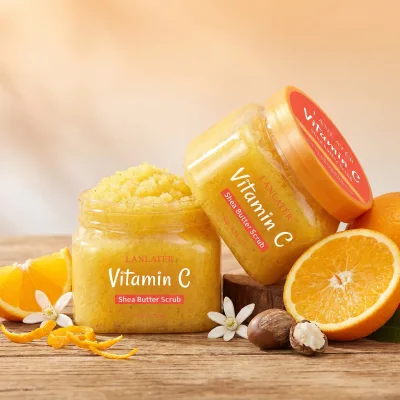 OEM ODM Private Label Shea Butter Orange Body Scrub Dead Skin Exfoliating Whitening Brightening Body Scrub
