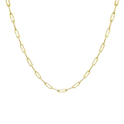 New Fashion 925 Sterling Silver 14k Gold Plated Large Paper Clip Paperclip Chain Necklace Custom