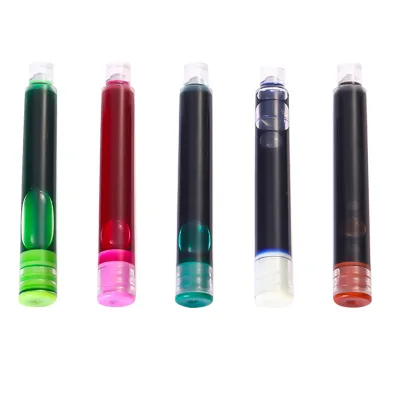 Green Purple Pink Orange 3.4&2.6MM Caliber Fountain Pen Ink Cartridge Set Different Colors Plastic Refill for Writing