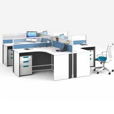 Modern Office Screens Lifting Desk Table L-Shape Height-adjustable Workstation Desk Office Cubicle Working Place
