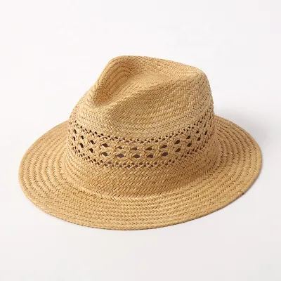 Fine Quality Thin Straw Puka Open Weave Sombrero Wide Brim Beach Panama Hat