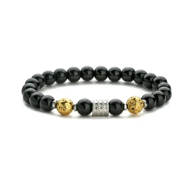 Original Simple Black Onyx Crystal Stone Beads Elastic Bracelet Classic Multi-Color Stone Bracelet Charm Jewelry for Fashionable