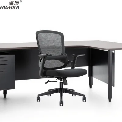 New ergonomic nylon base mid support black mesh swivel task chair with armrest