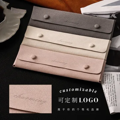 Factory wholesale Jewelry Bag Boxes Small Travel Portable Ultra-Fine Fiber Leather High-Grade Jewelry Storage Necklace Bag
