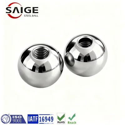 SAIGE Low Friction Threaded Balls High Sphericity Threaded Steel Spheres 4.5mm 8mm 10mm 12mm Factory Wholesale