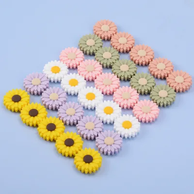 Food Grade Custom Focal Flower Beads for DIY Jewelry Accessories 22/30mm Daisy Pens Silicone Bead