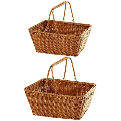 Decorative Straw Basket Storage Set of 5 Washable Wicker Wall Door Planter Baskets Artifical Flower Shower Organizer Desktop