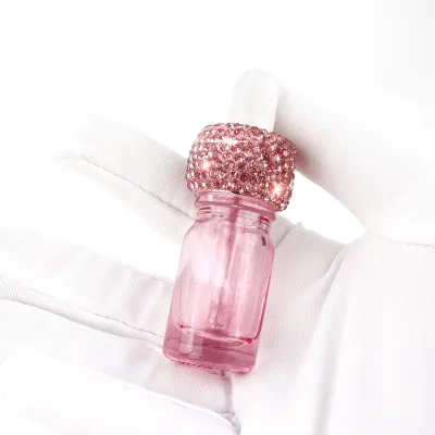 Dropper Bottle 5ml Luxury Diamond Cosmetic Essential Oil Empty Glass Bottles Mini Portable Nail Packaging
