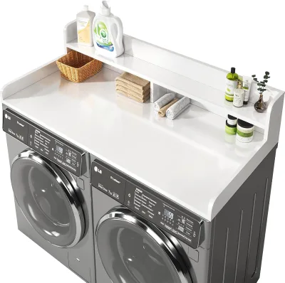 2-Tier Large Space MDF Rack 54x27.5x12 Inches Modern Home Furniture Non-Slip Countertop Cover Folding Guard Washer Dryer