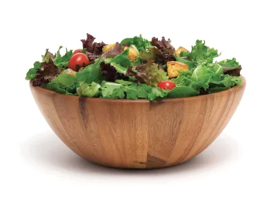 Large Kitchen Counter Acacia Wood Disposable Fruit Bowls Handmade Eco-Friendly Salad & Food Decorative Bowl