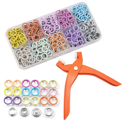 1Sets Snap Button Fasteners Kit for DIY Sewing Clothes Crafting Snaps Buttons Metal Grommet Tool Kit Eyelet Kit for Fabric