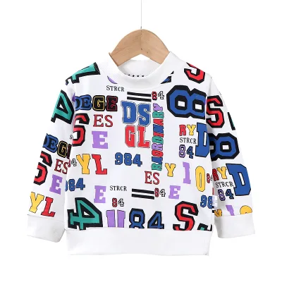 2022 Spring Autumn New Kids Round Neck Cotton Pullover Fashionable Cartoon Cute Coat with Long Sleeve Top Age Group Children