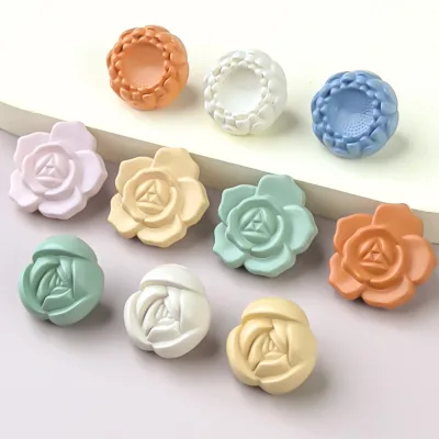 Custom ABS Flower Button for Woolen Coat Design Colorful 3D pattern Sewing Shank Button Support OEM ODM DIY Decorative Buttons